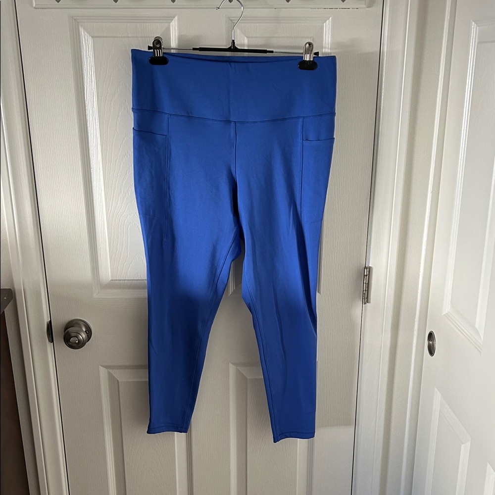 Danskin Women’s Blue High-Waisted Leggings With Pockets, Size XL, NWOT